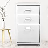 IKAYAA Cajonera Oficina,Cajonera Archivador,Cajonera Escritorio con 3 Cajones y 4 Ruedas Desmontable Blanco 280 * 410 * 480mm / 11 * 16.1 * 18.9in