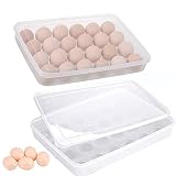 2 Piezas Caja Envase para Huevos, Cartón de Huevos Plástico, para la Nevera Caja con Tapa Huevera Plástico, Puede Contener 24