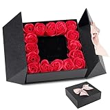 95Street Rosa Eterna,Regalo San Valentin Mujer Flores Preservadas Caja de Joyería,Regalos San Valentin,Día de La Madre Regalos para Aniversario y Cumpleaños-Negro