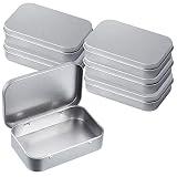EMAGEREN 6pcs Latas Pequeñas de Metal Caja Metalica Pequeña con Tapa Caja de Metal Rectangular Plata Lata Vacia Metalica Portátil Contenedor de Lata para Artesanía/Joyería/Costura Hogar- 9.8*6.4*2.1cm