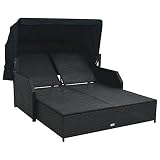 Tumbona, Ajustable Ahorro de Mano de Obra 2 Asientos Tumbona Resistente a la Intemperie PE Rattan para Aire Libre para Patio