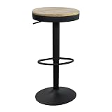 Vaukura Taburete Alto Regulable con Asiento de Madera Timber para Cocina/Bar (Black)