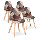 Uderkiny Juego de 4 sillas Silla de Comedor de Retazos Silla de Estilo nórdico para Cocina Comedor Sala de Estar y Restaurante (Marrón02)