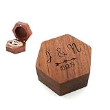 Daiwen Caja de Madera Personalizada para Anillos de Boda Cajas de Anillos Personalizadas para Compromiso, Caja para Anillos de Boda para Propuestas de Regalos de Boda (sin Anillo)
