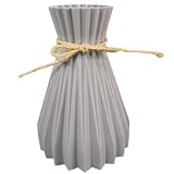 GQJ Florero decorativo florero moderno maceta botella plástico adornos para el hogar hogar salón decoración interior (gris)