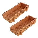 Iamagie 2 macetas pequeñas para suculentas decorativas de madera rústica, rectangulares, macetas de jardín, maceta vintage para plantas de interior y exterior, verduras, hierbas y flores (madera)