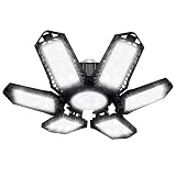 Fousômo 6+1 Luces LED para Garaje 185W 18500LM Lamparas de Techo para Garaje Paneles Deformables E26/E27 Techo Luces de la Tienda para Taller