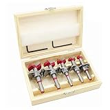 flintronic Fresas Set, 5 PCS Juego de Brocas de Posicionamiento Ajustable (15~35 mm), Orificio para Carpintería Cementada Sierra con Taladro de Profundidad (Rango de Profundidad 10~40 mm)