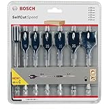 Bosch Professional 7x. Set de Brocas Fresadoras Planas SelfCut Speed (Madera, con Prolongación, 1/4' HEX, Ø 16 - 32 mm, Accesorios Taladro de impacto rotativo)