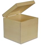 Creative DECO Cuadrada Caja Madera para Decorar | 16 x 16 x 16 cm | con Tapa | Decoración Decoupage Almacenaje de Documentos, Objetos de Valor, Juguetes, Herramientas, Fruta