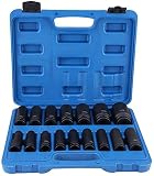 Vaso de Impacto, 16 Piezas Juego Llaves Impacto Makita, Llaves de Impacto 1/2, Juego de Llaves de Vaso de Impacto 10 – 32 m, Barras de Extensión para Maquinaria Grande