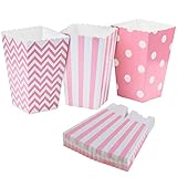 Diealles 36PCS Mini Caja de Fiesta de Palomitas Contenedor de Dulces para Los Bocados del Partido, Los Dulces, Las Palomitas y Los Regalos - Rosa