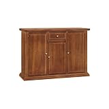 InHouse srls Aparador, Estilo Clasico, en Madera Maciza y MDF con Acabado Nogal Pulido - Medidas 120 x 40 x 88 …