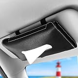 URAQT Soporte para Pañuelos de Coche, 2PCS Caja de Pañuelos de Coche PU, Caja del Tejido del Coche Parasol, Sostenedor del Tejido del Coche para Visera y Asiento Respaldo, Negro
