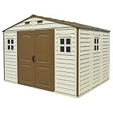 Caseta de jardín de PVC Woodside 325 x 240 cm color beige y marrón