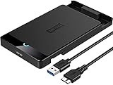 Meofia Caja Disco Duro 2.5'con Cable USB 3.0 a Sata Carcasa Disco Duro 2,5 para HDD y SSD SATA I/II/III de 9,5mm 7mm, Sopporta UASP, Windows XP Vista, Mas OS, PS5/4/3, Xbox, Linux, Chrome OS etc.