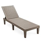 COSTWAY Tumbona de Jardín con Respaldo Ajustable de 5 Posiciones Tumbona de Relax de PP Silla Reclinable para Playa Patio Terraza Piscina (Marrón)