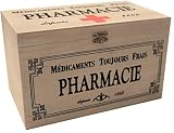 khevga - Caja con Tapa de Madera y decoración con Motivos de Farmacia (25 x 15 x 15 cm)