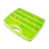 Maletín organizador, Caja de Almacenamiento Transparente Caja Compartimentos de Plástico con Separadores Ajustables( Tornillos, Hilos, Materiales de coser,...)(Verde)
