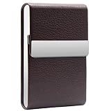 Pitilleras para Cigarrillos Tabaco De Metal Pitillera Cigarrillos de Cuero Elegantes Portatil Caja De Cigarillo para Hombre Mujer para 10 Cigarrillos Marrón