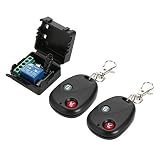 Splenssy Smart Home 433Mhz DC 12V 1CH Wireless Remote Switch Relay Receiver Transmitter Universal Remote Control Switch Module and RF Transmitter Remote Controls 1527 (2 Remote)