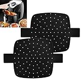 BUZIFU 2 Piezas Alfombrillas para Freidoras de Aire de 5,5L Revestimientos Cuadrados Reutilizables para Freidora de Aire Accesorios de Freidora de Aire para Proteger la Base de la Cesta(23 x 23 cm)