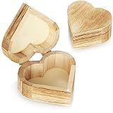 com-four 2X Caja de Madera en Forma de corazón - Caja de Madera joyero - Caja pequeña de Madera con Tapa - joyero Decorativo - Caja de Madera (2 Piezas - corazón)