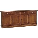 InHouse srls Aparador, Estilo Clasico, en Madera Maciza y MDF con Acabado Nogal Pulido - Medidas 205 x 42 x 85 …
