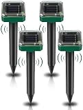 Aicharynic 4 Piezas Ahuyentador de Topo, Solar Repelente de Topos, Repelente de Animales Solar, Repelente Ultrasónico para Animales, IP65 Repelente Solar para Jardin, Anti Animales, Anti Ratóns