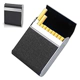 Pitillera de Acero Inoxidable, Portátil Caja de Cigarrillo, Pitilleras para Cigarrillos Tabaco Cigarrillos, Caja Cigarrillo con la Cerradura magnética para 20 Cigarrillos, Negro