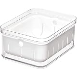 iDesign Frutas y Verduras, Caja de plástico Libre de BPA, Organizador de Cocina con Bandeja de Goteo para Guardar Alimentos, Transparente, 21,1 cm x 16,1 cm x 9,9 cm