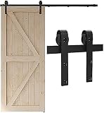 WOLFBIRD 200CM / 6.6FT Herraje Para Puerta Corredera Kit, Accesorios Herrajes Puerta Granero, El kit de Guia Puerta Corredera de Interior Madera, Forma Clásica.