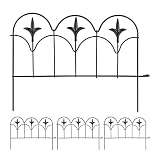 Relaxdays Encaje, 4 Paneles, 28,5x39 cm, Valla Metálica Exterior, Verja para Jardín Vintage, Negro