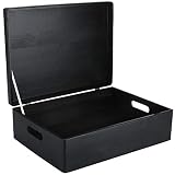 Creative DECO XL Negra Grande Caja Madera Decorativa Almacenaje | con Tapa y Asas | 40 x 30 x 14 cm (+/-1cm) | Cofre para Decorar Regalo Decoupage | Juguetes, Documentos, Objetos, Herramientas