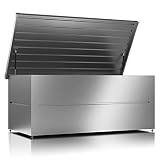 ILESTO Caja de Almacenamiento Exterior Ben - Cofre Organizador Resistente con Tapa para Jardín, Garaje, Patio, Terraza - Ahorro Espacio, Muebles de Exterior - XL, 165x85x69 cm, Gris Metal