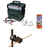 Cercas Eléctrica Pastor Eléctrico : 1 Electrificadores 12V / 220 V + 1 hilo canductores 250 mt 2.2 mm² + 100 Aisladores para postes de hierro - Valla Eléctrica para animales jabalí caballos cerdos
