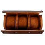 ibasenice Estuche de Viaje con Rollo de Reloj Estuche de Reloj Vintage para Hombres y Mujeres 3 Pantalla de Reloj Organizador de Almacenamiento de Cuero