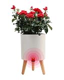 Maceta Inteligente con Soporte, Yuepin Exterior Interior Tiesto con Patas, Maceta de Flores con Alarma de Escasez de Agua, 7.5 Pulgadas Tiesto con Riego Automático & Sistema de Drenaje (Blanco)