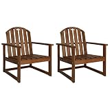 vidaXL 2X Acacia Sillones Jardín Madera Reposabrazos Marrón Set Sillas Patio