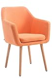 CLP Silla De Salón Utrecht Acolchada & Tapizada En Tela I Butaca De Dormitorio Moderna con Base De Madera I, Color:Naranja, Color del Marco:Natura