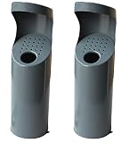 Cenicero en hierro lacado gris para fijar a tubo redondo en papelera mediante bridas o cenicero exterior para atornillar a la pared (2 Ceniceros)