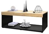 Vladon Mesa de Centro Pure, Mesa de Salón en Forma de Caja, Negro Mate/Roble Natural (104 x 40,5 x 58 cm)