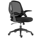 Hbada Silla de Oficina ergonómica Silla de Escritorio Silla de Trabajo con reposabrazos Plegables Silla de Malla Transpirable Silla giratoria computadora Negro