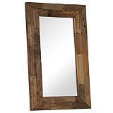 ROMELAREU Espejo de Madera Maciza de traviesas del Tren 50x80 cmCasa y jardín Decoración Espejos