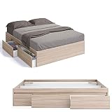 HABITMOBEL Cama con 4 cajones para somier de 150x190 Parte Inferior para el Almacenamiento