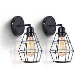 LIGHTESS Lámpara de pared industrial Adjustable Metal E27 Apliques de Pared Interior Retro Celosía Iluminación de pared Industrial Loft Metal Negro Luces para sala de estar Cocina Comedor Pasillo