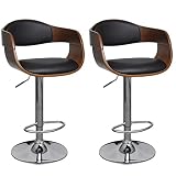 vidaXL 2X Taburetes de Cocina Altura Regulable Madera Curvada Cuero Artificial