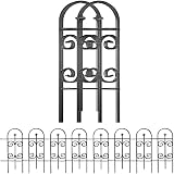 Amagabeli Valla 81CM X 38CM Vallas Decorativas para Jardín de Hierro Set de 8 Valla Metalica Rigida Hierro para Perros Jardín Metalicas Negro Barrera de Animales