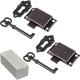 2 piezas Cerradura de la puerta del gabinete Cerradura de armario antigua Muebles decorativos Cerradura con llave, para gabinete de joyería, caja de maquillaje, cajón de cerradura
