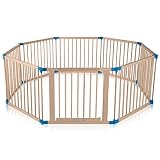 Baby Vivo Parque corralito Plegable Puerta Robusto Bebe Barrera de Seguridad hecho de Madera con Puertas - ajustable individualmente - 8 Elemente PREMIUM